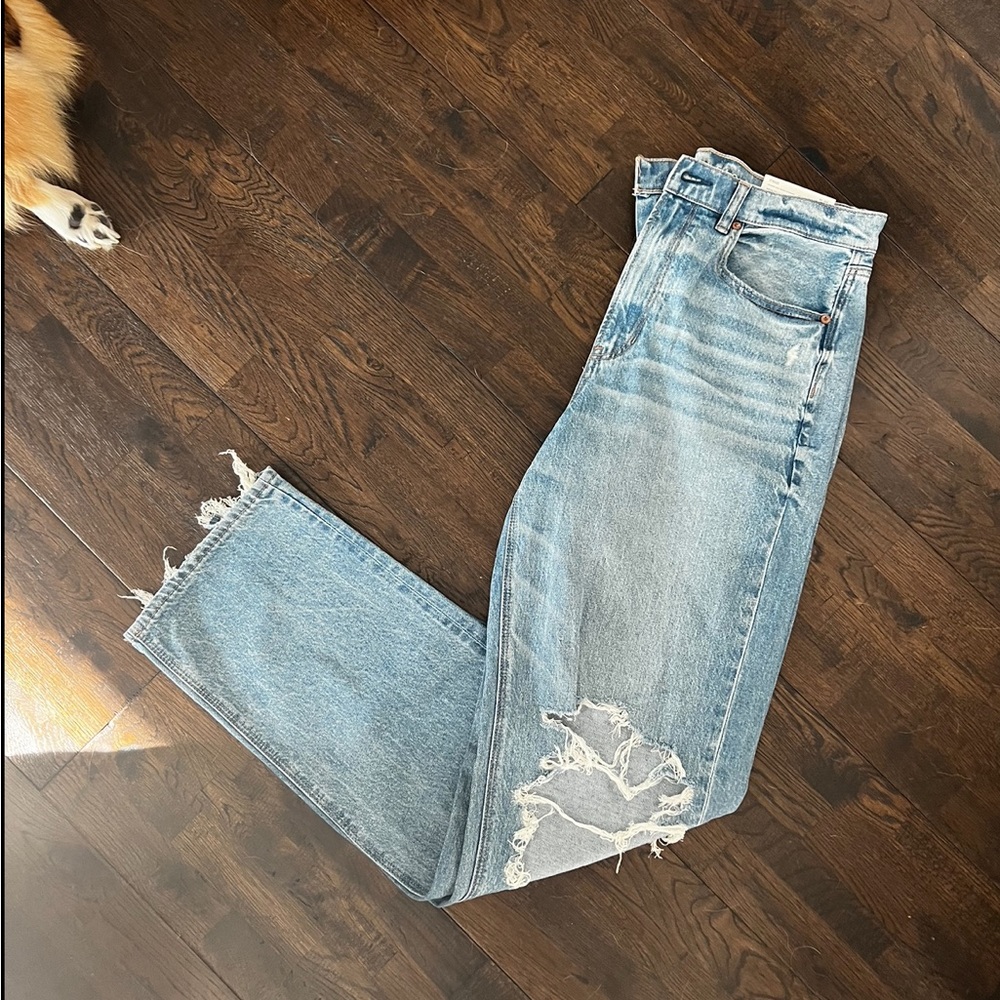 american eagle strigid ripped highest waist baggy straight jeans - Picture 10 of 12